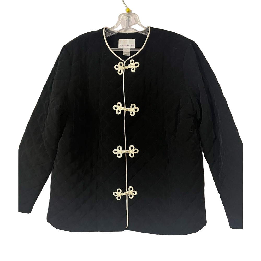Susan Graver Jacket Womens Size M  Black Quilted Asian Japanese Vibe L. W6